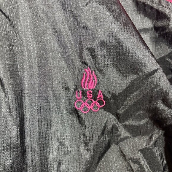 Vtg‎ 90s USA Olympics Women’s Jacket Windbreaker Sz L Black Pink Zip Vented - Picture 2 of 6